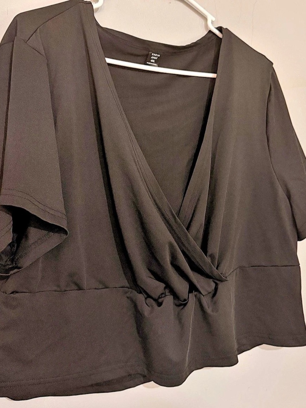 SHEIN Curve wrap top Black 4XL Wrap Top Like New